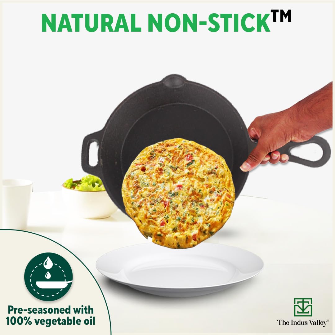 Pre-Seasoned Black Cast Iron Cookware Set + Free Tadka Pan | Tawa 25.7cm + Kadai 25.4cm, 2.3 Liters + Fry Pan 23cm, 1.4 Liters - Kitchen Cooking Combo Pots & Pans Set Of 4 Pcs | Naturally Nonstick Pre-Seasoned Black Cast Iron Cookware Set + Free Tadka Pan | Tawa 25.7cm + Kadai 25.4cm, 2.3 Liters + Fry Pan 23cm, 1.4 Liters - Kitchen Cooking Combo Pots & Pans Set Of 4 Pcs | Naturally Nonstick