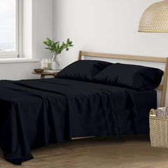 Plain Queen Size Double Bedsheet With 2 Pillow Covers (86 X 104 Inch, Black) | Breathable & Skin-Friendly | Ideal For Hotel, Guest House, Bedroom