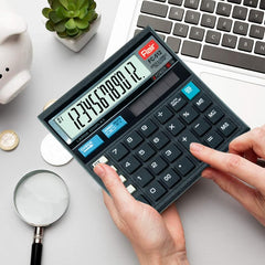 Flair Pierre Cardin Electronic Desktop Calculator - FC 512 | 12 Digits Large LCD Display, 112 Steps Check & Correct