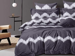 King Size Double Bedsheet With Two Pillow Covers - 108 X 108 Inches, Charcoal & White | Smooth To Touch, Breathable & Long Lasting - Ideal For Everyday Comfort
