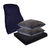 Orthopedic Memory Foam Pillow, High Resilience Chair Seat Pads & Car Cushion, Black & Blue | Lumbar Spine Support Backrest Pillow | Lightweight, Alleviates Lower Back Pain, Combo Pack