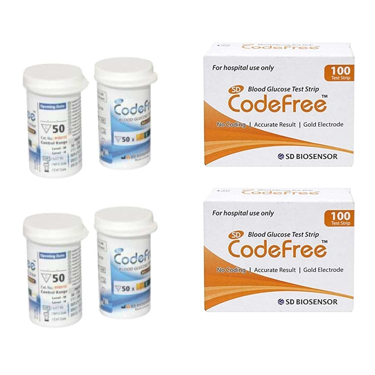 SD Codefree Blood Glucose Test Strips (Pack of 200) - Glucometer Strips SD Codefree Blood Glucose Test Strips (Pack of 200) - Glucometer Strips