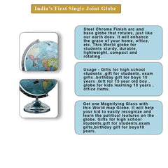 Rotating English Globe With Sturdy Metal Stand For Home Decor, Office Decor & Study Table Decor, Birthday, Party Gifts & Anniversary, Pack Of 1