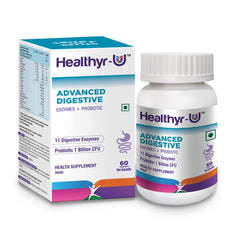 Healthyr - U Advanced Digestive Enzymes With Probiotic, Multienzymes For Digestive Support With 11 Unique Digestive Enzymes, Gut Health Supplement | 30 Tablets 50gm 0.1lbs