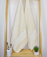 Rangoli Soft Absorbent Durable Towels Earthly Egyption Cotton Plush Luxurious Large Size Bath Towel 1000 Gsm (Cream)- Pack Of 2