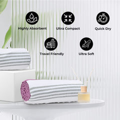The Better Home Cotton Large Size Bath Towel 600 Gsm | Soft Towel For Men Women Anti-Odour High Absorbency Quick Dry Towel (Purple) - 2 Pcs
