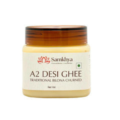 Premium Organic A2 Desi Ghee By Samkhya | Good Source Of Vitamins & Minerals Healthy Desi Cow Ghee For Laddus | (500ml) 16.9 Ounce | Jar Pack