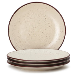 Ceramic Handcrafted Serving Handmade Small Plates Set Of 4 - 7.4 Inch, Beige Speckle | Hand Painted, Stoneware - Dinnerware | Scratch Resistant, Microwave & Dishwasher Safe