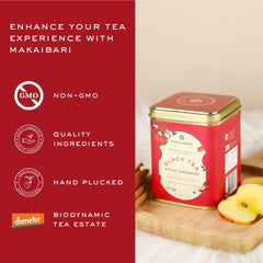Makaibari Holiday Edition - Apple Cinnamon Loose Leaf Black Tea - 50gm Tin Caddy, 1.7 Ounce | USDA Certified Premium Tea - High Caffeine Black Tea | Anti-Oxidants, Immunity Booster