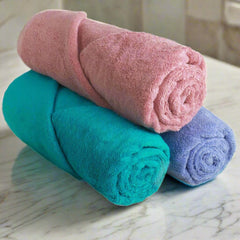 Heelium Bamboo Bath Towel 600 Gsm | Ultra Absorbent | 3x Softer Than Cotton Towels | Pack Of 3 - Peach, Teal, Iris
