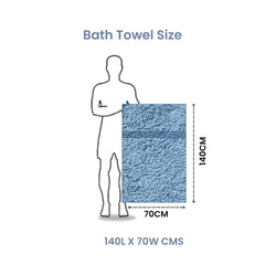 Akiko Home 100% Cotton Trident Series Bath Towels | Premium, Soft, Absorbent, Quick Dry & Durable, Large Size Towel For Men & Women 400 Gsm (Blue)