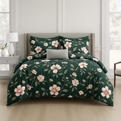 Queen Size Printed Double Bedsheet With Two Pillow Covers For Home | 90 X 100 Inches, Dark Green - Beautiful Bedsheet Set | Perfect For Gifting Wedding, Anniversary