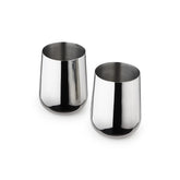 Designer Chrome Stainless Steel Drinking Glass Set Of 2 - Deco Series | Convenient Water Glasses - Multipurpose Designer Tumbler | Serve Ware & Tableware
