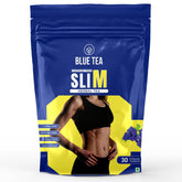 Blue Tea Caffeine Free Slim Herbal Tea - 30 Pyramid Tea Bags In Zip Lock Pack | Helps Maintain A Flat Tummy - Gluten Free, Non-GMO, Zero Sugar, 100% Vegan