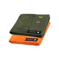 Tego Cotton Performance Sports Towel 100 Gsm - Gym, Work Out, Fitness Towel (Camo Green & Flash Orange)