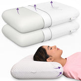 Memory Foam Pillow, Orthopedic Pillows For Neck Pain Relief, Thick King Size - 5 Inch | White Pillows With Removable Washable Cover | Bed Pillow, Cooling, Adjustable, Breathable - Pack Of 2