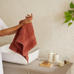 Livspace 100% Cotton 2 Bath, 2 Hand & 2 Face Towel 1300 Gsm | Solid Dyed Super Soft Absorbent & Quick-Dry For Gym & Home Paleto Collection Towel (Burnt Red)- Set Of 6