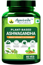 Agniveda Naturals Plant - Based Ashwagandha For Men & Women, Withania Somnifera, 100% Natural, Mind & Body, High - Quality Ashwagandha Herb | 60 Capsules 100gm 0.2lbs