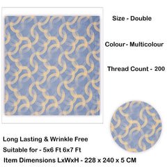 100% Cotton Double Bedsheet With 2 Matching Pillow Covers | Soft Touch Cotton Fabric-Comfortable & Durable - 90 X 100 Inches, Grey & Beige