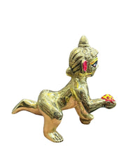 Laddu Gopal Brass Idol, Bal Gopal, Thakur Ji, Gold, Brass idol - Size No.4, Krishna Ji, Little Krishna Murti, Occasion-Housewarming, Handcrafted Petal Murti Of Laddoo Gopal Ji | Pack Of 1