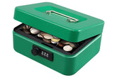 Medium Metal Cash Box With Combination Lock Safe & Money Tray For Security 7.87"X 6.30"X 3.54" Colour - Green