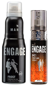 Engage M1 Perfume Spray For Men 120ml & New Metal Range Frost Deodorant Spray For Men 150 5 Fl.oz.