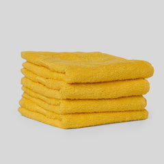 Kopa Quick Dry 100% Cotton Soft Terry Face Towel 640 Gsm | Quick Dry 100% Cotton Super Absorbent, Lightweight (D'Ross) Face Towel (Yellow)- Pack Of 4