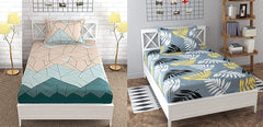 Printed 2 Single Bed Bedsheets With 2 Pillow Cover - 60 X 90 Inches, Multicolor | Breathable & Wrinkle Free - Light Weight & Easy To Wash At Home