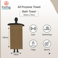 Patpug 100% Indian Ultra Soft Cotton 500 Gsm Highly Absorbent, Fade Resistant, Quick Drying Large Bath Towel (Sepia Brown)
