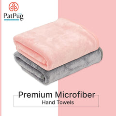 Patpug Ultra Soft Microfiber Hand Towel 600 | Comfortable, Fade Resistant, Highly Absorbent, Quick Drying Towel (Dark Grey & Baby Pink) - 4 Piece