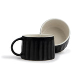 Ceramic Line Cappuccino Cup Set Of 2 - Black, 300ml Each | Coffee Cup With Matte Finish | Large Cup For Coffee - Ceramic Cup | Premium Stoneware Coffee Cup - Microwave Safe & Dishwasher Safe