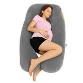 Pregnancy Pillows For Sleeping, U- Shape, Full Body Pillow, Grey Color | Maternity Support, For Back, Hips, Legs, Belly | For Pregnant Women With Removable, Washable Velvet Cover
