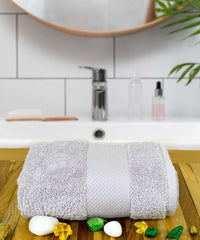 Rangoli Soft Absorbent Durable Towels Earthly Egyption Cotton Plush Oversized Small Size Bath Towel 400 Gsm (Grey)