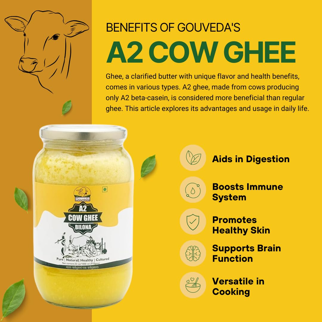 Premium A2 Gir Cow Ghee By Gouveda | Vedic Hand Churned Bilona Method Desi Gir Cow Ghee Perfect For Puja | (300ml) 10.1 Ounce | Jar Pack Premium A2 Gir Cow Ghee By Gouveda | Vedic Hand Churned Bilona Method Desi Gir Cow Ghee Perfect For Puja | (300ml) 10.1 Ounce | Jar Pack