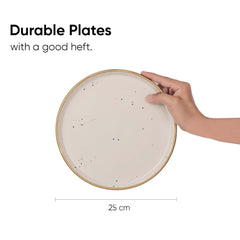 Ceramic Dinner Plates Set Of 6 Pieces, Black Ivory Rim Series | Ceramic Plates Set - Glossy Finish Plate Set | Ceramic Dinner Plates - Plates Set For Dinner | Microwave Safe & Dishwasher Safe