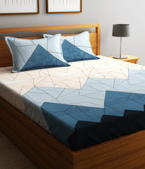Microfiber Double Bedsheet With 2 Pillow Covers - 85 X 86 Inches, Icy Blue | Normal Hand Wash Or Machine Wash | 144 Thread Count