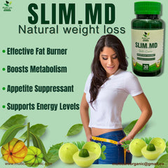 Multicare Organic Slim Md For Weight Loss & Fat Burning Wellness - Green Tea Garcinia Combogia, Green Coffee | 30 Capsules 50gm 0.1lbs