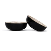 Ceramic Pasta Bowl Set Of 2 Pieces - 18cm, Black Ivory, 800ml Each | Stoneware Ceramic Serving Bowls | Pasta Plate - Deep Plate | Ceramic Bowl With Glossy Finish - Pasta Serving Plate