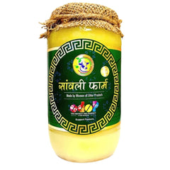 Organic Natural Desi Cow Ghee By Sanwali Farm | Vedic Bilona Method, Hand Churned Ghee For Boost Immunity | (500ml) 16.8 Ounce | Jar Pack