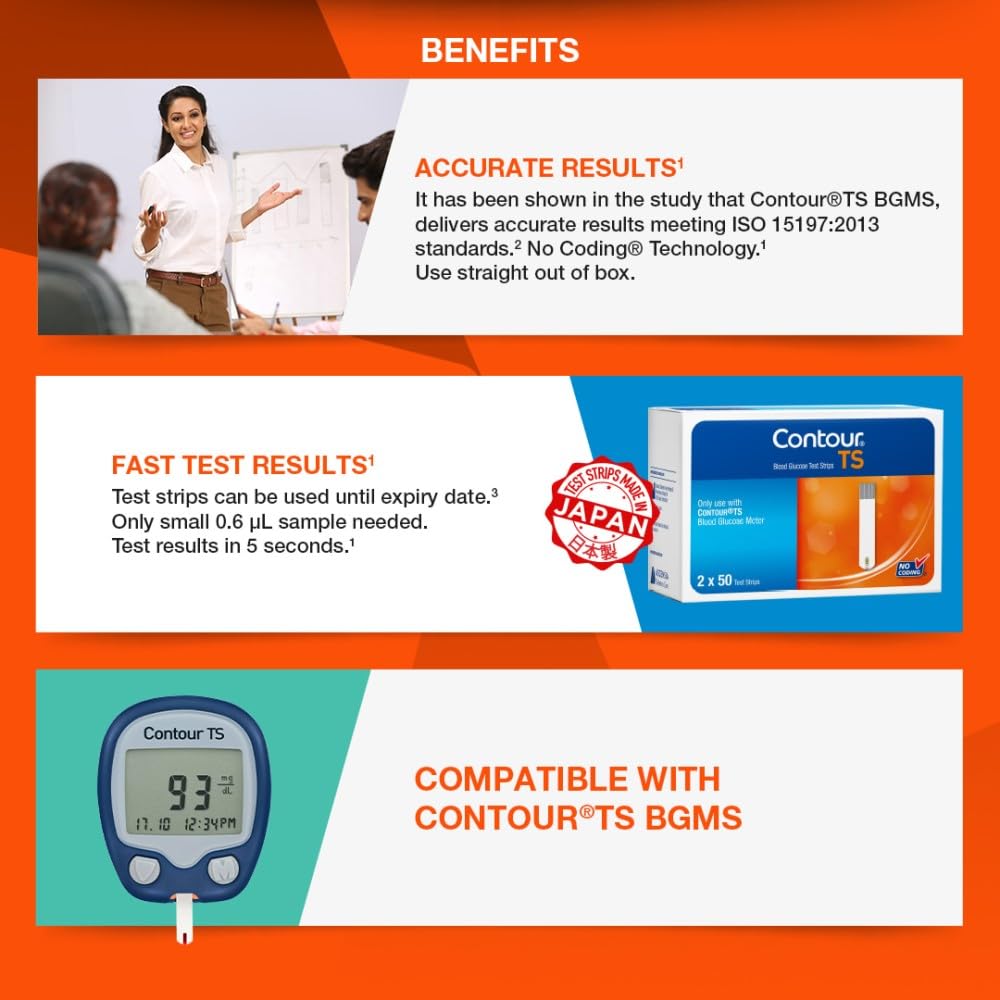 Contour TS Blood Glucose Test Strip (25X2 Strips Pack) | Contour TS Sugar Machine 50 Test Strips Contour TS Blood Glucose Test Strip (25X2 Strips Pack) | Contour TS Sugar Machine 50 Test Strips
