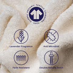 Feather & Spun Organic Cotton Lavender Fragrance Hand Towel 500 Gsm | Anti Microbial Fade Resistant Double Needle Stitch Hand Towel (Cloud Dancer) - Pack Of 2