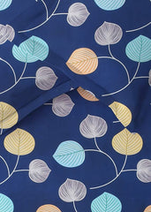Elastic Fitted Printed Double Bedsheet King Size With 2 Pillow Covers | 72 X 78 Inches, Dark Blue - Breathable Long Lasting Light Weight Wrinkle Free