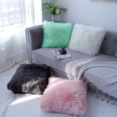 Small Fur Pillow, Cushions For Sofa - Baby Pink, Light Green, White & Black, Standard Size - 12 X 12 Inches | Soft Pillow, Washable, Easy To Clean - Pack Of 4 | Best Pillow - Model 2