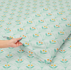 Cotton All Round Elastic Fitted Bedsheets With 2 Pillow Covers - 78x72+10 Inches, Sea Green | Double Bed With Long Lasting - 180 Thread Count Super Soft Wrinkle Free