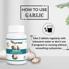Valkyrine 100% Natural Garlic Tablets, Promote Heart Health & Athletic Performance, Natural Formula Reducing Cholesterol Levels, Promoting Healthier Cardiovascular System | 60 Tablets 100gm 0.2lbs