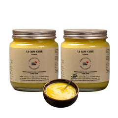 100% Natural A2 Cow Ghee By Lush Living | Rich In Protein Fiber & Delicious Healthy Desi Cow Ghee For Overall Health | 1 Litre (500ml * 2) 33.8 Ounce | Jar Pack