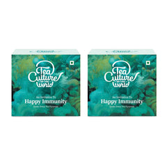 Tea Culture Of The World Happy Immunity Green Tea - Pack Of 2 X 16 Tea Bags | Ayurvedic Herbal Tea With Green Tea, Liquorice, Turmeric - Immunity Booster, Medium Caffeine