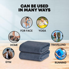 Maxoshine Microfiber Hand Towel 150 Gsm | Lint Free Napkins For Kitchen Wash Basin Gym Quick Dry & Soft Face Towel For Women & Men -Grey (Pack Of 2)