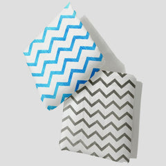 Organic Cotton Muslin Baby Bath Towel 200 Gsm | Cotton Cloth Premium Baby Washable Reusable, Absorbent, Extra Soft (Zig Zag Blue & Grey)- Pack Of 2