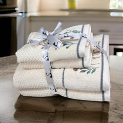 Senses By Riba All Cotton 550 Gsm Embroidered Towel Bath Set - Pack Of 4 (Style 13)